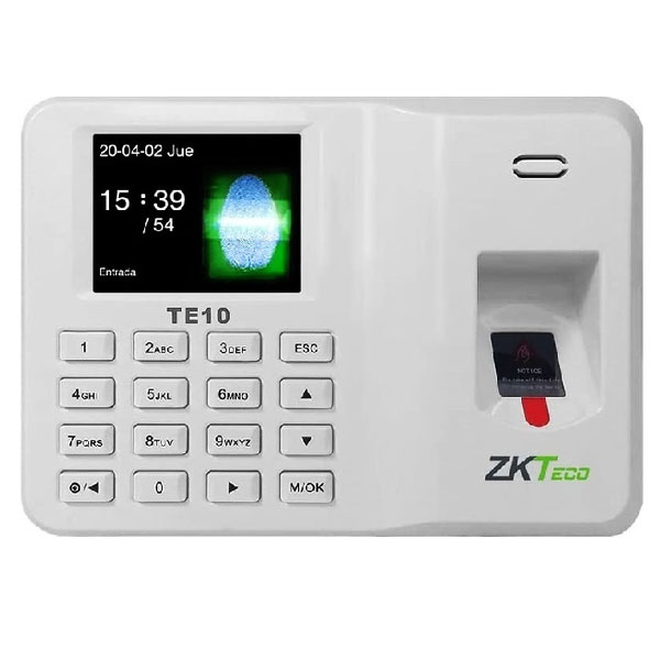 Reloj checador ZKTeco TE10 vista frontal
